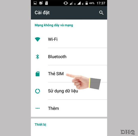 Chọn thẻ Sim